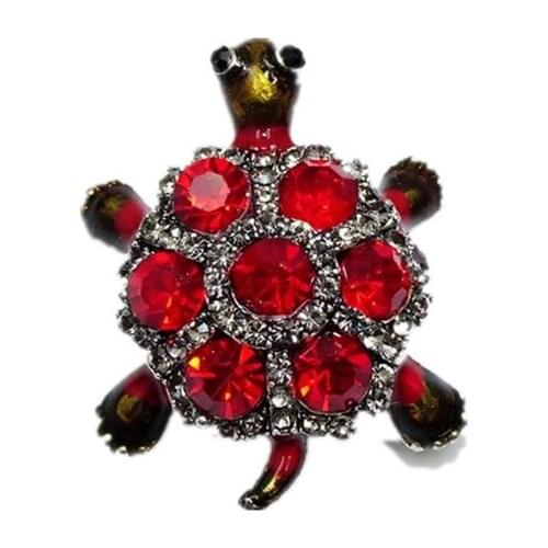 Synthetic Crystal Rhinestone Sea Shell Tortoise Turtle Brooch Pin
