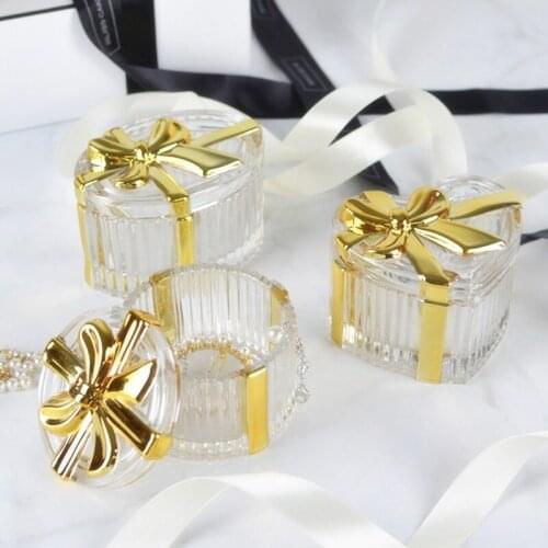 French Bowknot Glass Jewelry Box Light Luxury Exquisite Dressing Table Storage Box Necklace Ring Jewelry Storage Decoration