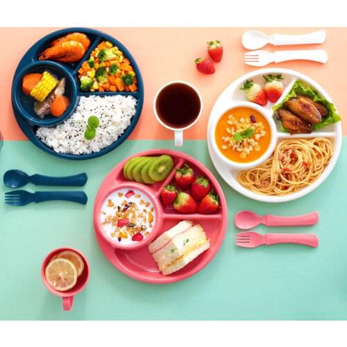 Compartment Plate Partitioned Dish Food Bowl Set Kitchen Utensils Decoration Tray Snack Fruit Salver Kid Baby Training Tableware