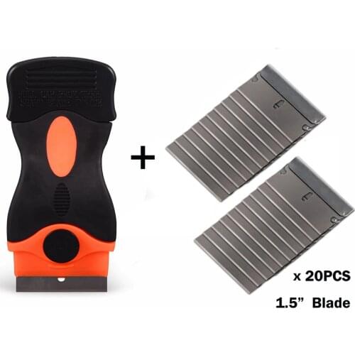 FOSHIO Car Wrap Window Tint Tool Glass Oven Paint Clean Razor Scraper Tape Glue Car Sticker Removing Squeegee+20pcs 1.5" Blade