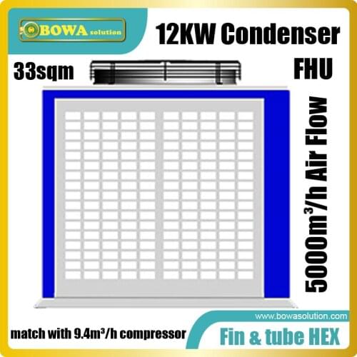 12KW U-shape box condenser matches with 9.4m3/h or 4HP air conditioner compressors in 3-in-1 heat pump air conditioners