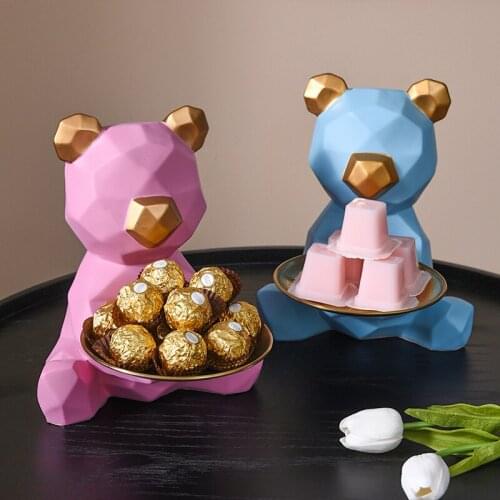 Home Decor Ornaments Home Storage Organization Bear Storage Tray Decoration Household Snack Candy Tray Decoration