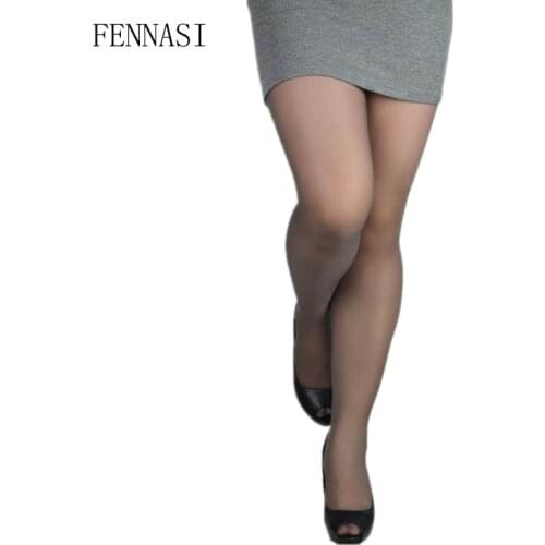 FENNASI Plus Size Women Tights Transparent Stockings Summer Ultra-thin Ladies Super Elastic Double Sided Plus Crotch Pantyhose