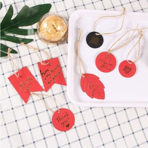 10pcs Thank You Gold Stamping Paper Label Handmade Christmas Birthday Party Supplies Wedding Favor Gift Tags Hang Decor
