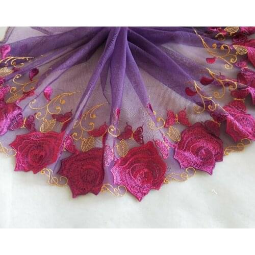 2 Colors 2 Yards Lace Trim Roses Flower Embroidered Tulle Lace 8.26 Inches Wide High Quality