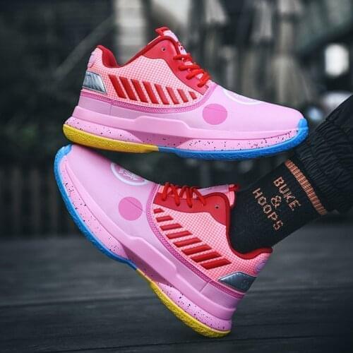 2020 Chinese Style Mens Basketball Shoes Non-slip Anti-shock Fashion Pink High Sneakers Men Couples Platform Men Trainers Shoes
