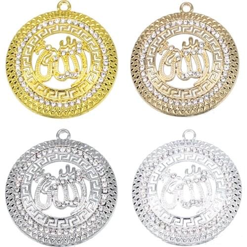 3 new brand Muslim Allah Jewelry Necklace Accessories Pendant Gold Round DIY Pendant Religious Muslim Jewelry Female