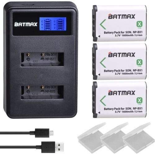 3Pcs NPBX1 NP-BX1 NP BX1 Battery Packs + LCD Dual USB Charger for Sony DSC RX1 RX100 AS100V M3 M2 HX300 HX400 HX50 HX60 GWP88