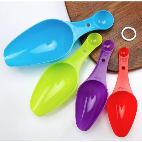 4pcs big Plastic Measuring Cups Measuring Spoons Set Baking Teaspoon Kitchen Tools