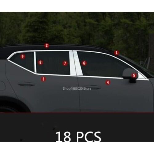 Car Styling accessories Stainless Steel Garnish Pillar Window Middle Strip Trim Frame Lamp Hood For VOLVO XC40 2018 2019 2020