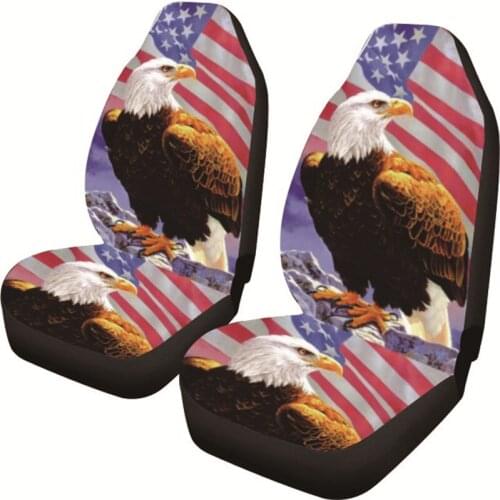 AUTO KEGAN 1/2 Pcs Eagle with USA American Flag Front Car Seat Covers Auto Seat Cushion Protector Breathable Fit for Car,Sedans