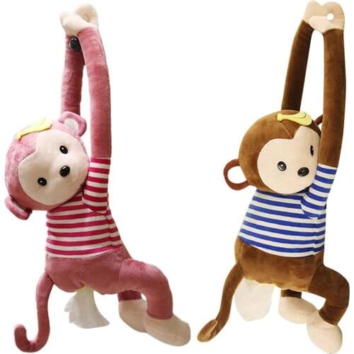 Car Creative Cartoon Cute Monkey Paper Box Car Hanging Paper Napkin Tissue Box Cover Holder Portable for Car Home Office Gift