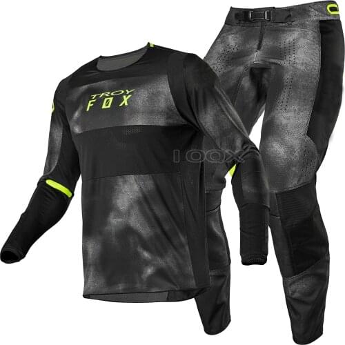 Free shipping 2020 Troy Fox MX ATV 360 Haiz Jersey & Pant Combo Black UTV ATV MX Motocross Dirtbike Gear Set