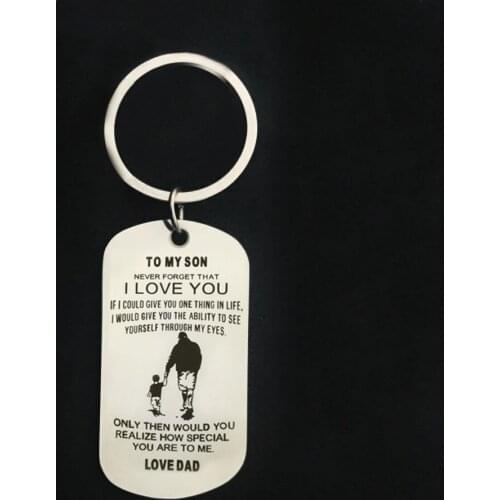 CAXYBB Fshion Stainless Steel keyring My Son Tag Dog Collar Father-Son keychain Dog Tag Love Gift