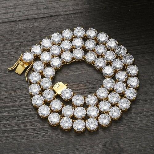 TUNKALL Bling Bling Iced Out 8mm Womens Brass Chain Cubic Zircon 18inch 22inch CZ Tennis Chain Necklace Jewelry Gift BC022