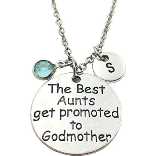 Best Aunts Creative Initial Letter Monogram Birthstone Necklace Fashion Jewelry Women Christmas Gifts Accessories Pendants