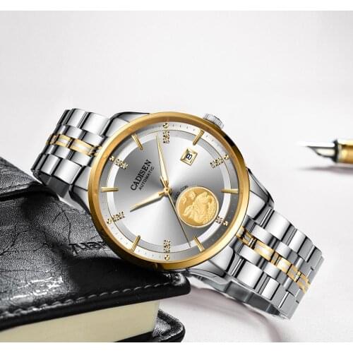 CADISEN Sapphire Glass Men Mechanical Watch Top Brand Luxury MIYOTA 8215 mechanical movement 24K date wristwatch Waterproof 50M