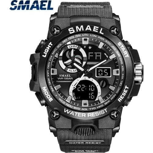 Top Brand Luxury SMAEL Men Watches Sports Dual Time Waterproof 50M Military Watches Chrono Alarm Digital Wristwatches Man Clock