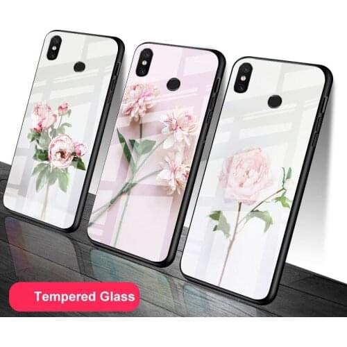 Pink Flower Peony Tempered Glass Phone Case For Redmi Note 5 6 7 8 9 Pro Note8T Note9S Redmi8 9 Cover Shell