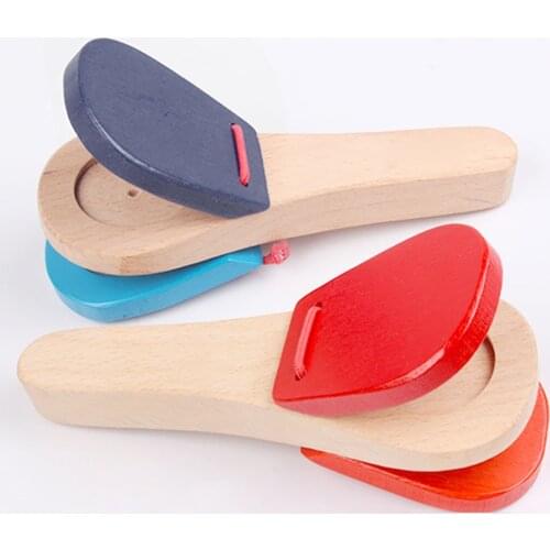 Wooden Percussion Handle Clapping Castanets Board For Baby Musical Instrument Preschool Early Educational Toys For Children