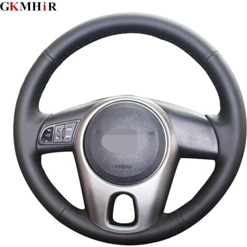 DIY Hand-stitched Black Soft Artificial Leather Car Steering Wheel Cover for Kia Forte 2009-2014 Rio 2009-2011 Soul 2010-2013