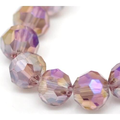 Doreen Box hot- Glass Crystal Loose Beads Ball Purple AB Color Faceted 4mm Dia,Approx 300Pcs(B22789)