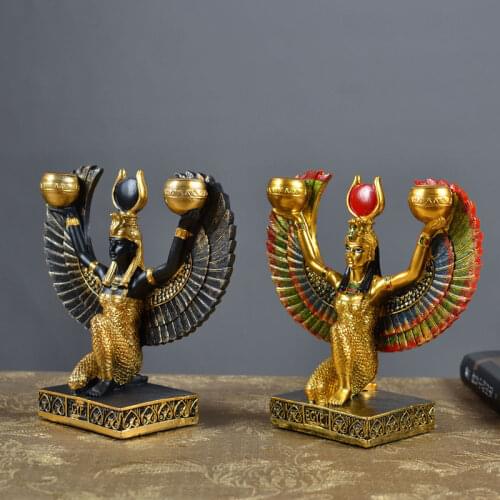 Egyptian Mythology Isis Goddess Statue Souvenirs Queen Candleholder Decoration Creative Living Room Desktop Figurines
