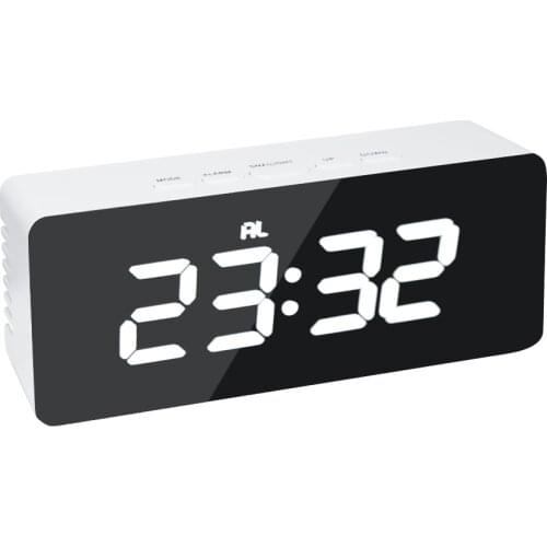 Led Mirror Alarm Clock Digital Snooze Table Clock Wake Up Light Electronic Large Time Temperature Display Home Decoration Clock
