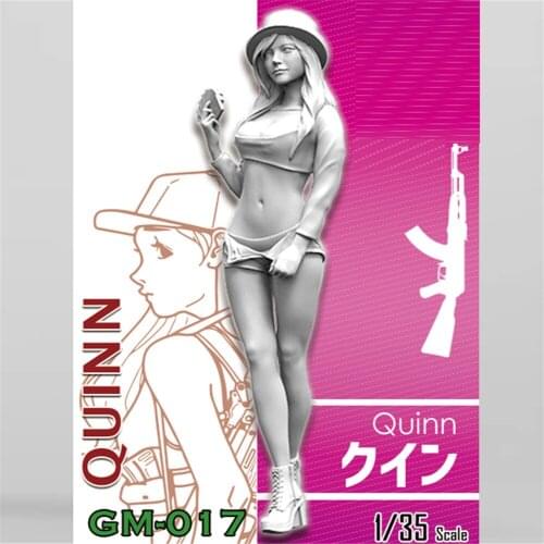 Resin Figure 1/35 Scale Model Kit Girl With Card In Hand Assembling Model Resin Kit Colorless Self-Assembled Toys 517