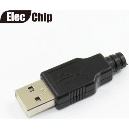 IMC hot New 10pcs Type A Male USB 4 Pin Plug Socket Connector With Black Plastic Cover