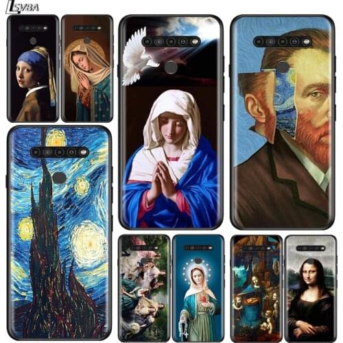 Oil Painting Virgin Mary for LG G8 G8S G8X V30 V35 V40 V50 V60 ThinQ Q60 K40 K50 K51 K61 K71 K92 K62 Soft Black Phone Case