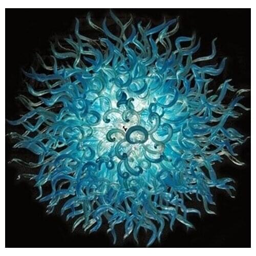 Tiffany Stained Glass Chandelier Turquoise Color Round Designer Style Murano Blown Glass Chandelier Lighting Fixtures