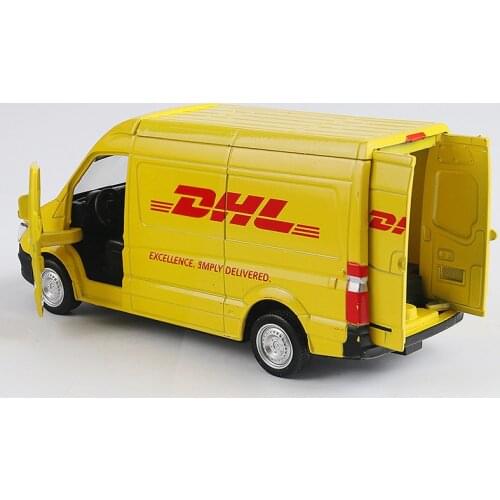 Die Cast 1:36 Car Models Alloy Vehicles Pull Back Toys for Children gld52 Benz DHL Sprinter Van Transport Business Car
