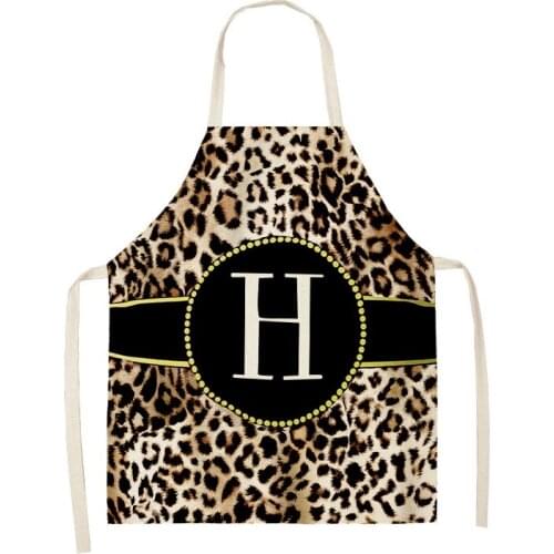 Leopard Letter Pattern Linen Apron Baking Accessories Aprons for Women Apron Kitchen Cooking Accessories Cafe Apron Barber