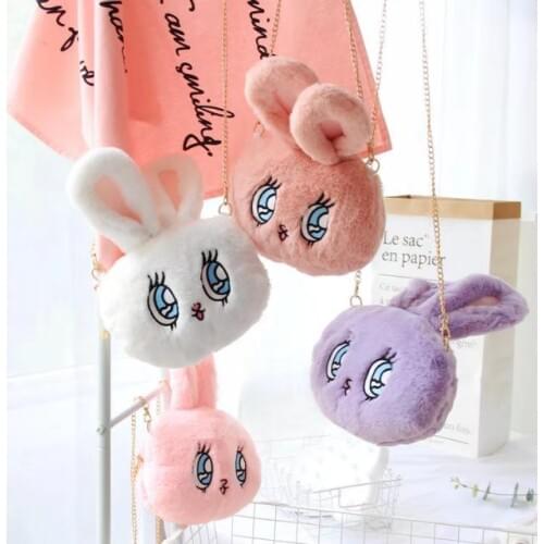 Cartoon WEGO Esther Loves Chuu Rabbit Bag Big Eyes Rabbit Handbag Women Cute Girls Plush Shoulder Bag Mobile Phone Crossbody Bag