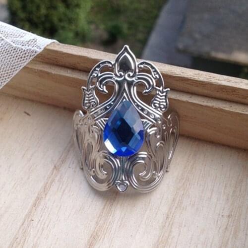 Blue Diamond Hair Crown Retro Warrior Swordsman Cosplay Headwear Anime Headdress Men