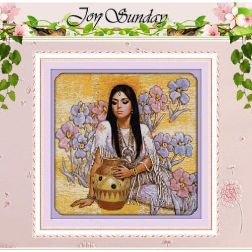 The beauty and ceramic pot (2) Counted Cross Stitch 11CT 14CT Cross Stitch Set Wholesale Cross-stitch Kits Embroidery Needlework