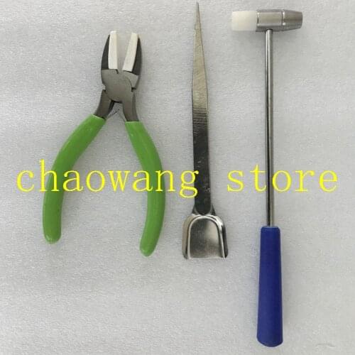 Jewelry Tools Kit mini hammer nylon jaw plier tweezers with shovel 3pcs/set