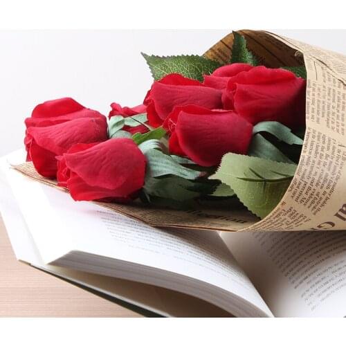 Real Touch Elegant PU Rose Artificial Flowers Simulation Christmas Ornament Bouquet Flowers For Wedding Centerpieces Decorations