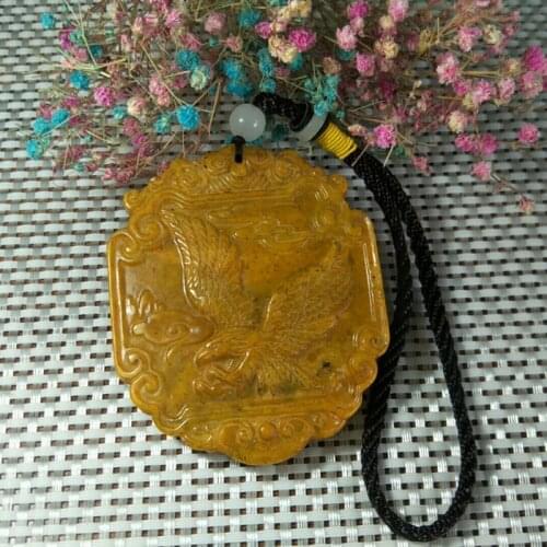 Natural Yellow Jade Eagle（Realize One 's Ambition）Jade Pendant Jewelry Lucky Safety Auspicious Amulet Pendant Jade Fine Jewelry