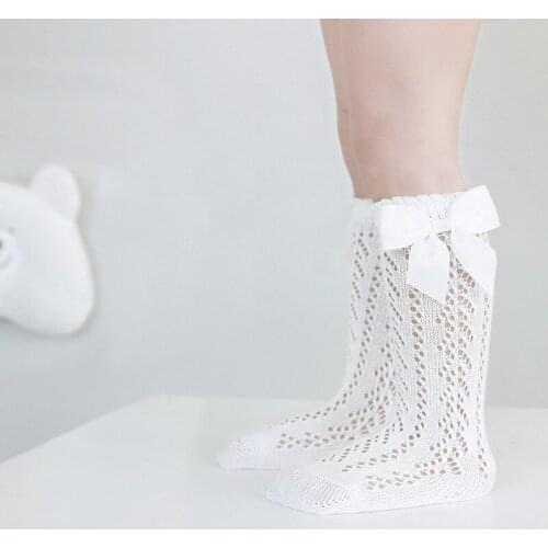 Baby Toddlers Girls Socks Solid Breathable Mesh Cotton Socks Newborn Medium Tube Knee High Spanish Style Socks for Girls