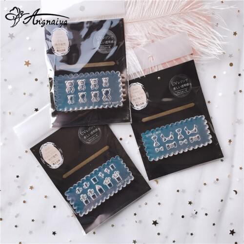 ANGNYA Newest 1Pcs Silicone Soft Film 3D Acrylic Mold for Nail Art Decorations Bear UV Gel DIY Cactus Bow Nail Art Templates