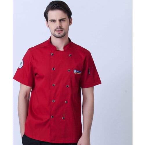 Chef wear short-sleeved summer hotel restaurant hotel chef uniforms kitchen work clothes white men and women chef uniforms