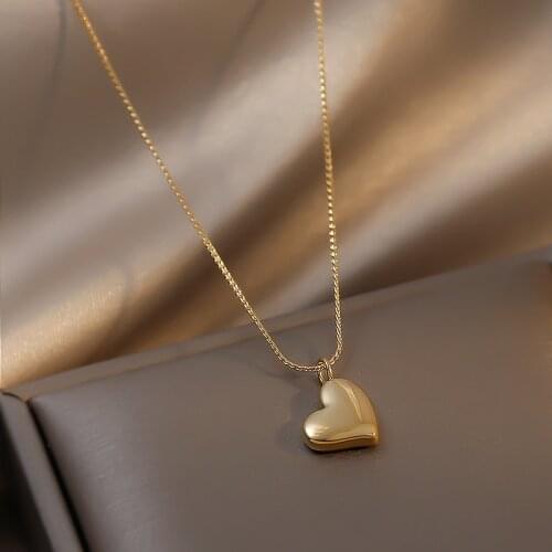 Stainless steel choker Heart love Pendant Necklace for women gold snake chain shell necklace jewelry