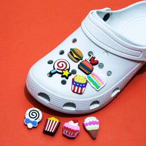 Cute Ice Cream Food Buckle Decoration Garden Shoe Accessories Suitable For Crocodile JIBZ Childrens Gift
