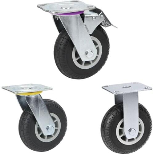 Gardening Trailer Casters 360°Rotating Load Casters Trolley Load-bearing Casters Solid Silent Casters Rubber Casters With Brakes