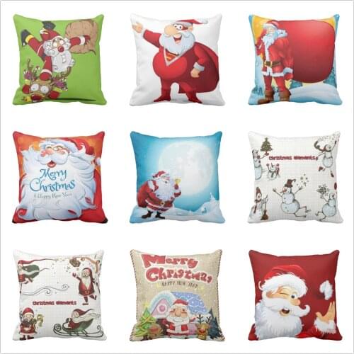 Christmas tree Santa Claus deer elk square cotton polyester throw pillow cushion cover pillow cover wholesale