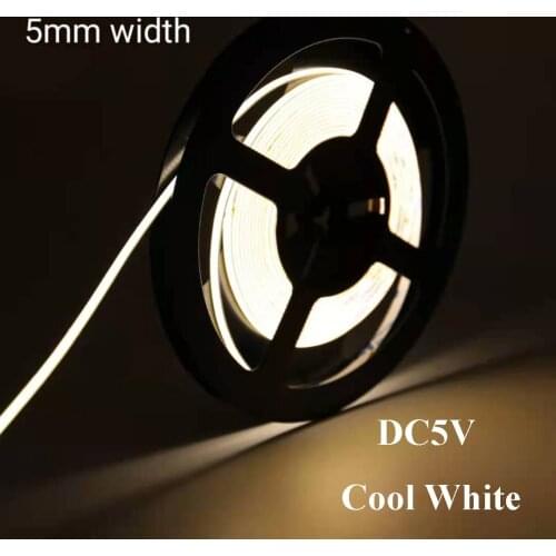 ZZEL ZYEL COB LED Strip DC5V Super Narrow 5MM Width L564MM Light Linear Rope No Spot 352LED/Meter 9W Cold White