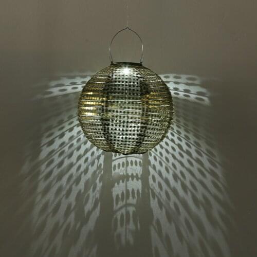 LED Solar Lantern Lamp Hollow-out Nylon Sequin Lantern Outdoor Hanging Light for Garden Yard Patio Ornament for Restaurant Home