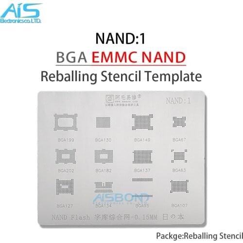 EMMC NAND Chip BGA Reballing Stencil For BGA199 BGA130 BGA149 BGA67 BGA202 BGA182 BGA137 BGA63 BGA107 BGA95 BGA134 BGA127 0.15MM